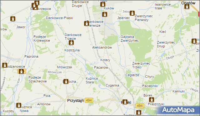mapa Kotary, Kotary na mapie Targeo