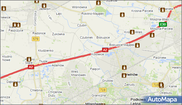 mapa Kotowice gmina Brwinów, Kotowice gmina Brwinów na mapie Targeo