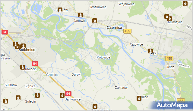 mapa Kotowice gmina Siechnice, Kotowice gmina Siechnice na mapie Targeo