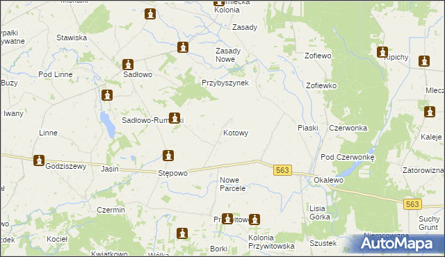 mapa Kotowy, Kotowy na mapie Targeo