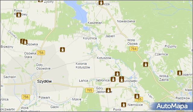 mapa Kotuszów gmina Szydłów, Kotuszów gmina Szydłów na mapie Targeo