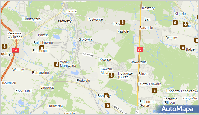 mapa Kowala gmina Sitkówka-Nowiny, Kowala gmina Sitkówka-Nowiny na mapie Targeo