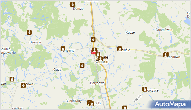 mapa Kowale Oleckie, Kowale Oleckie na mapie Targeo