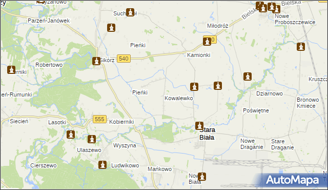 mapa Kowalewko gmina Stara Biała, Kowalewko gmina Stara Biała na mapie Targeo