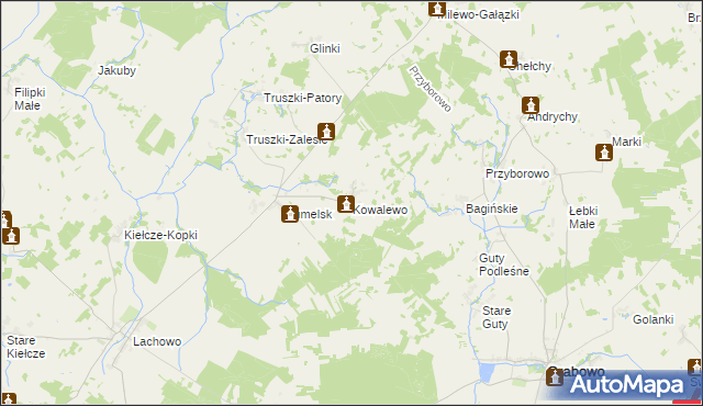 mapa Kowalewo gmina Kolno, Kowalewo gmina Kolno na mapie Targeo