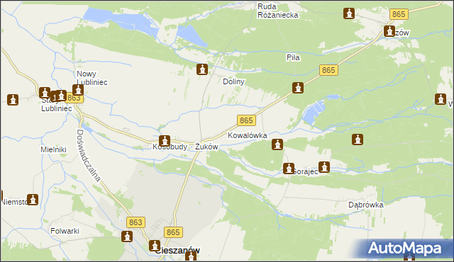 mapa Kowalówka gmina Cieszanów, Kowalówka gmina Cieszanów na mapie Targeo