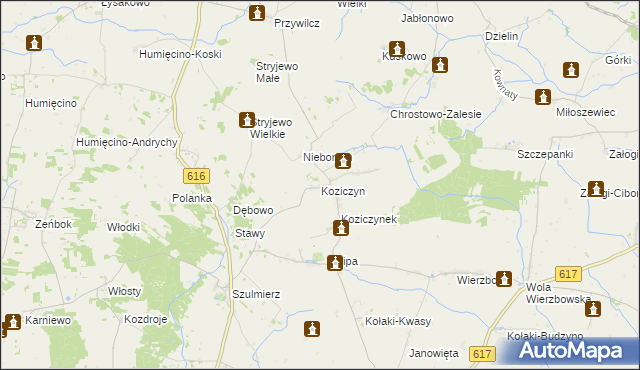 mapa Koziczyn gmina Regimin, Koziczyn gmina Regimin na mapie Targeo