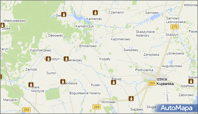 mapa Kozjaty, Kozjaty na mapie Targeo