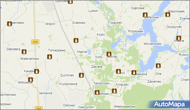 mapa Kozy gmina Piotrków Kujawski, Kozy gmina Piotrków Kujawski na mapie Targeo