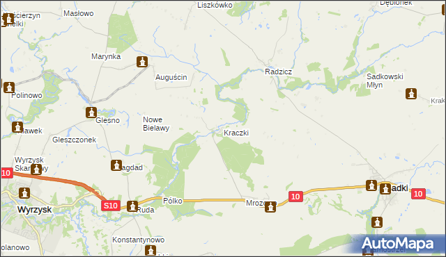 mapa Kraczki gmina Sadki, Kraczki gmina Sadki na mapie Targeo