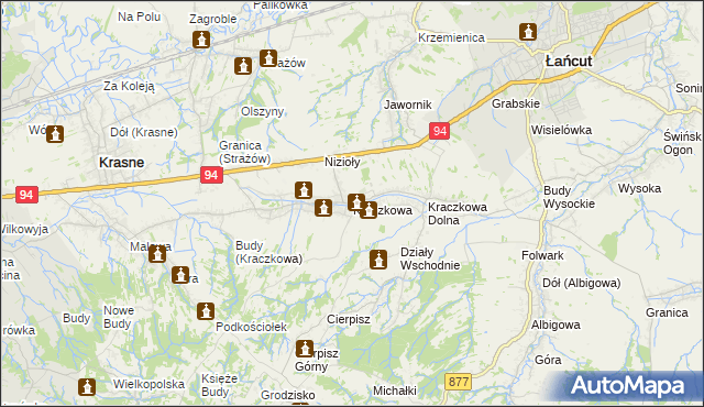 mapa Kraczkowa, Kraczkowa na mapie Targeo