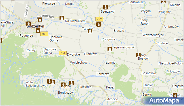 mapa Krajków gmina Pawłów, Krajków gmina Pawłów na mapie Targeo