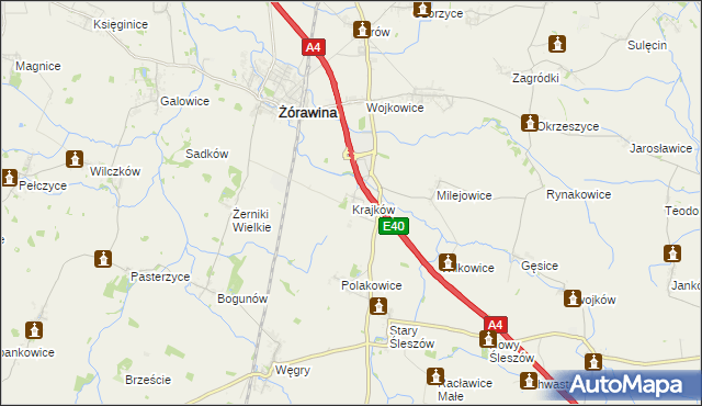 mapa Krajków gmina Żórawina, Krajków gmina Żórawina na mapie Targeo
