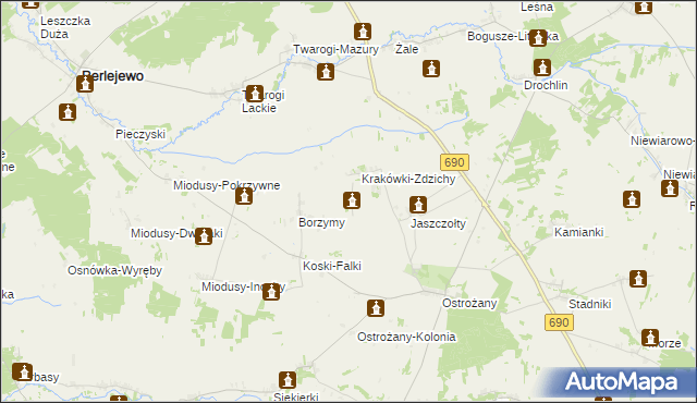 mapa Krakówki-Dąbki, Krakówki-Dąbki na mapie Targeo