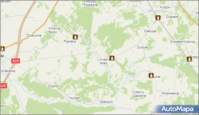 mapa Krasna Wieś, Krasna Wieś na mapie Targeo