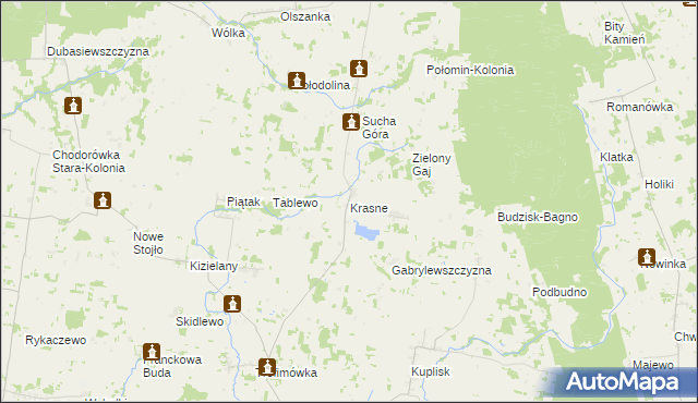 mapa Krasne gmina Janów, Krasne gmina Janów na mapie Targeo