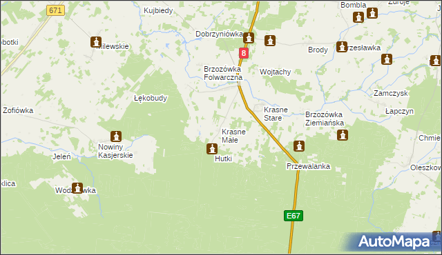 mapa Krasne Małe, Krasne Małe na mapie Targeo