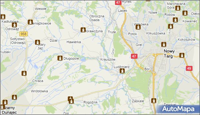 mapa Krauszów, Krauszów na mapie Targeo