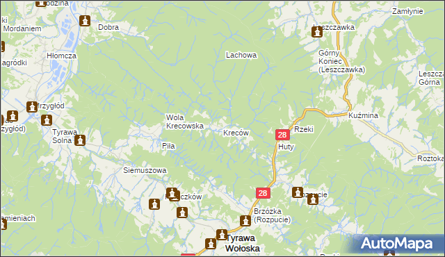 mapa Kreców, Kreców na mapie Targeo