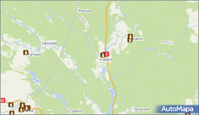 mapa Krępsko gmina Szydłowo, Krępsko gmina Szydłowo na mapie Targeo