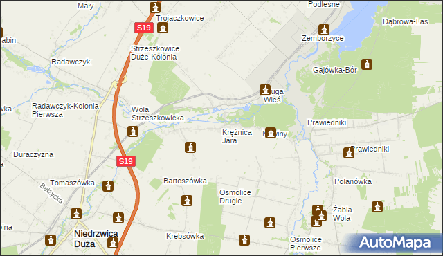 mapa Krężnica Jara, Krężnica Jara na mapie Targeo