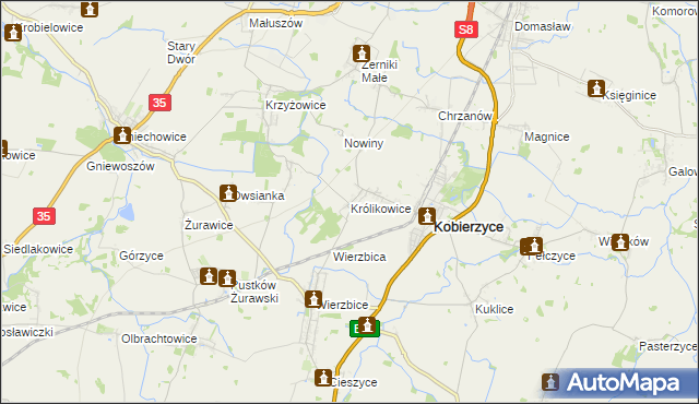 mapa Królikowice gmina Kobierzyce, Królikowice gmina Kobierzyce na mapie Targeo