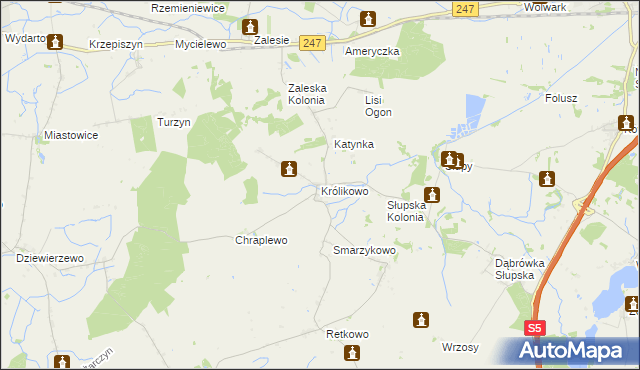 mapa Królikowo gmina Szubin, Królikowo gmina Szubin na mapie Targeo