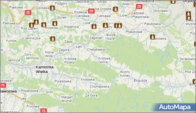 mapa Królowa Górna, Królowa Górna na mapie Targeo