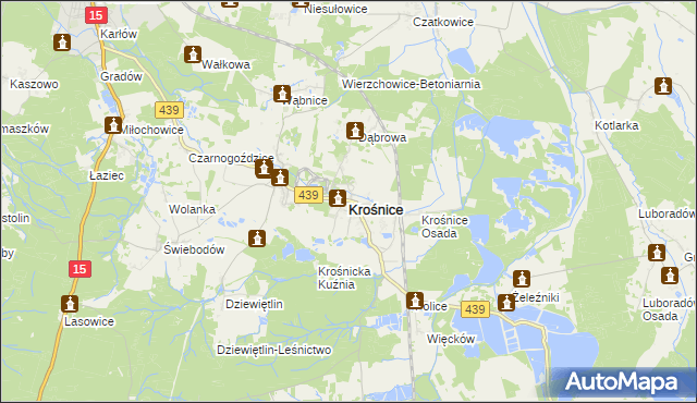 mapa Krośnice powiat milicki, Krośnice powiat milicki na mapie Targeo