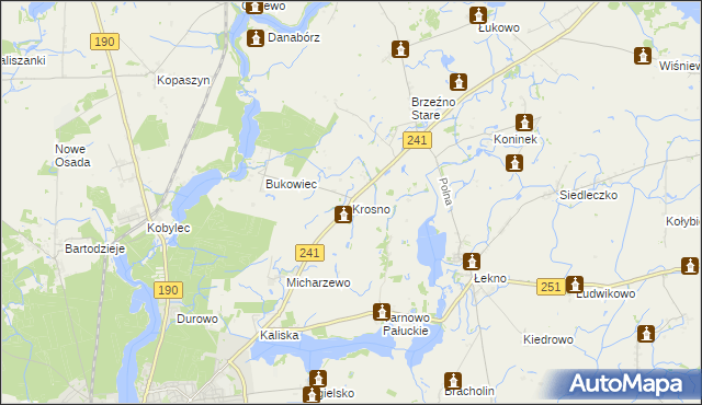 mapa Krosno gmina Wągrowiec, Krosno gmina Wągrowiec na mapie Targeo