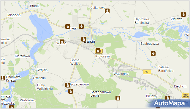 mapa Krotoszyn gmina Barcin, Krotoszyn gmina Barcin na mapie Targeo