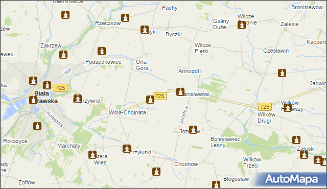 mapa Krukówka gmina Biała Rawska, Krukówka gmina Biała Rawska na mapie Targeo
