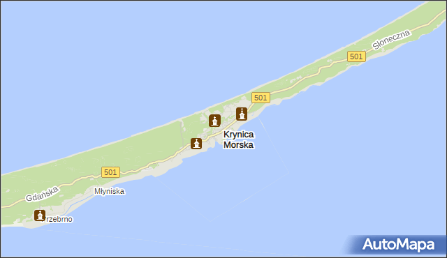 mapa Krynica Morska, Krynica Morska na mapie Targeo