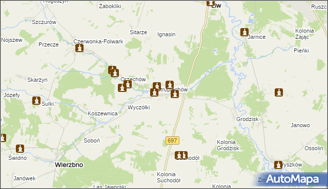 mapa Krypy gmina Wierzbno, Krypy gmina Wierzbno na mapie Targeo