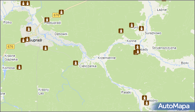 mapa Krzemienne, Krzemienne na mapie Targeo