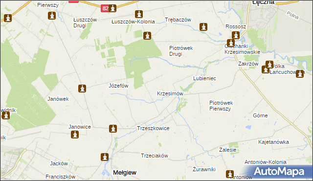 mapa Krzesimów, Krzesimów na mapie Targeo