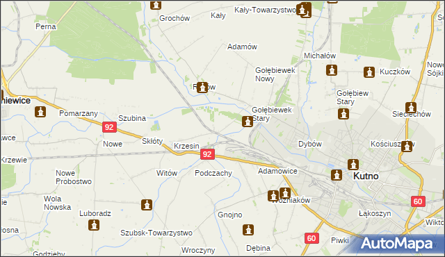 mapa Krzesinówek, Krzesinówek na mapie Targeo