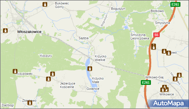 mapa Krzycko Wielkie, Krzycko Wielkie na mapie Targeo