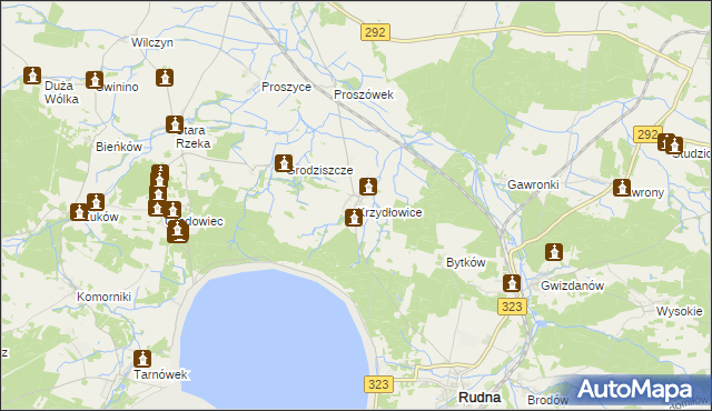 mapa Krzydłowice, Krzydłowice na mapie Targeo