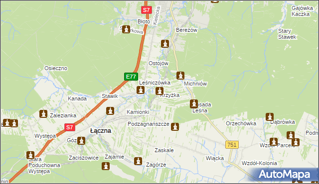 mapa Krzyżka, Krzyżka na mapie Targeo