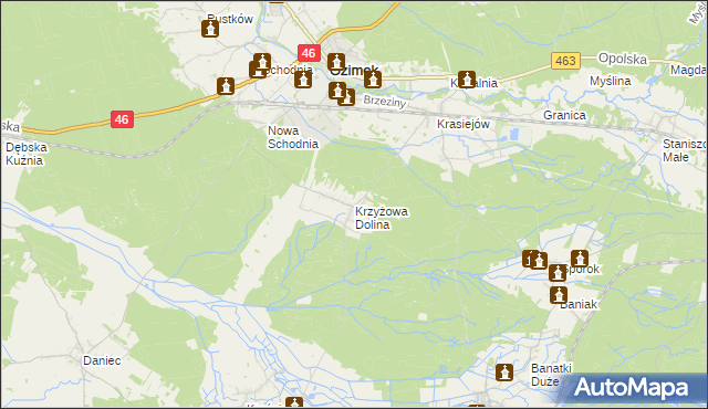 mapa Krzyżowa Dolina, Krzyżowa Dolina na mapie Targeo