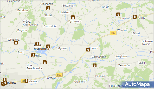 mapa Ksawerynów gmina Wola Mysłowska, Ksawerynów gmina Wola Mysłowska na mapie Targeo