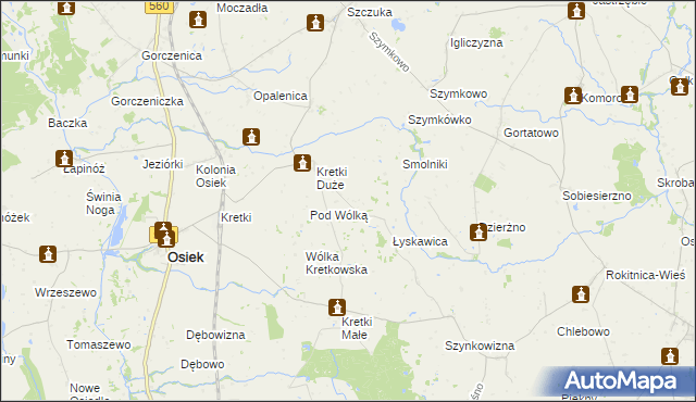 mapa Kujawa gmina Osiek, Kujawa gmina Osiek na mapie Targeo