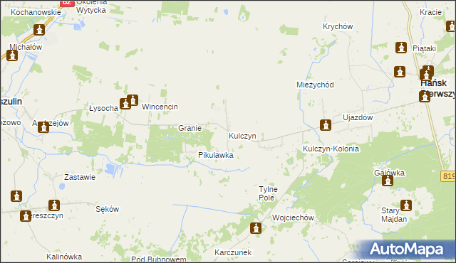 mapa Kulczyn gmina Hańsk, Kulczyn gmina Hańsk na mapie Targeo