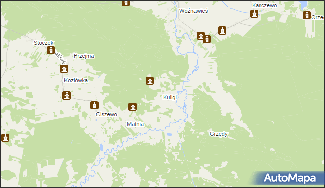 mapa Kuligi gmina Rajgród, Kuligi gmina Rajgród na mapie Targeo