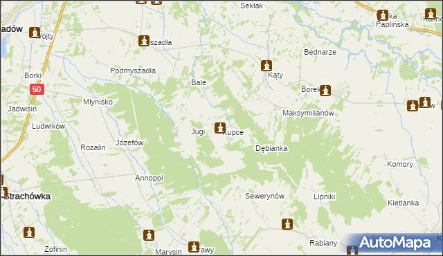 mapa Kupce, Kupce na mapie Targeo