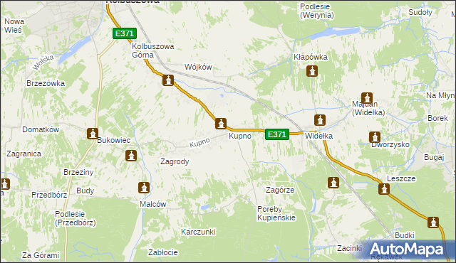 mapa Kupno gmina Kolbuszowa, Kupno gmina Kolbuszowa na mapie Targeo
