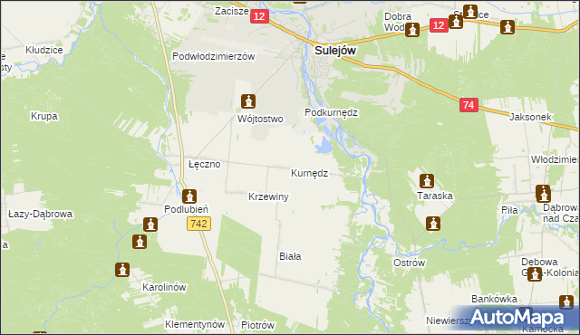 mapa Kurnędz, Kurnędz na mapie Targeo