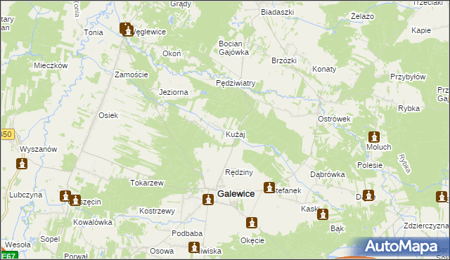 mapa Kużaj, Kużaj na mapie Targeo