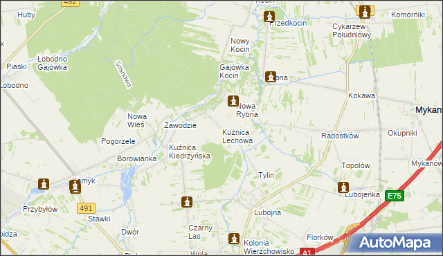 mapa Kuźnica Lechowa, Kuźnica Lechowa na mapie Targeo